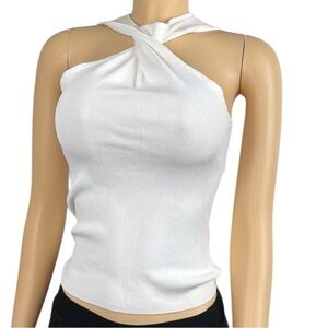 Sam Edelman Cross-Neck white Sleeveless Halter Top Sz M